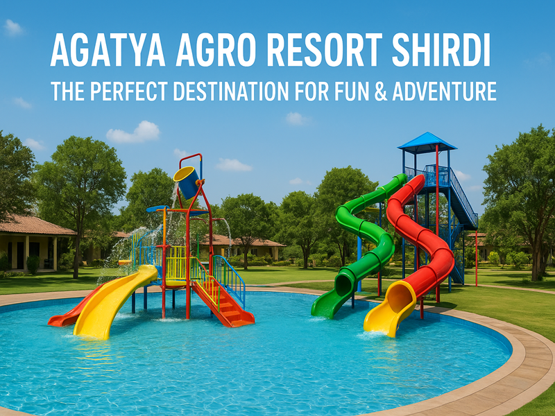Families enjoying the water park and outdoor activities at Agatya Agro Resort, the Best Agro Resort in Shirdi