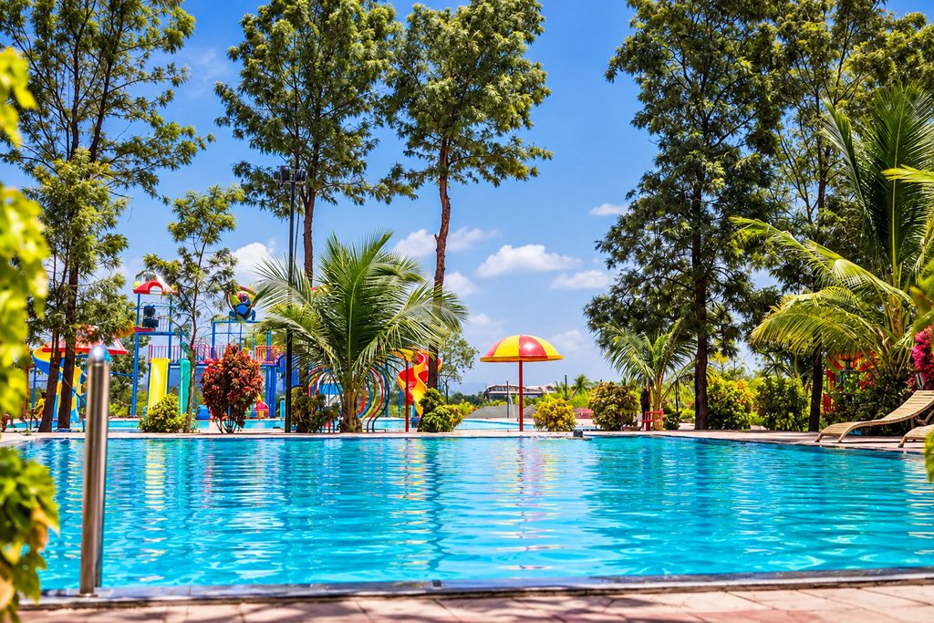 Family enjoying outdoor activities at the Best Agro Resort in Shirdi